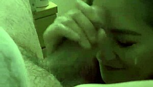 Asian handjob leads to sucking and cum facial