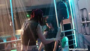 at the wet party, lesbians are fingering and masturbating in a hardcore gangbang