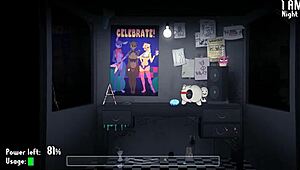 Yo, Five Nights at Fuzzboobs hentai game ep 6, animatronics draining my cock empty! 😈