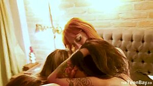 Two Blonde Girls Perform Lesbian Sex With Kissing And Licking