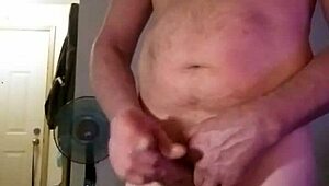 After 30 minutes of intense solo masturbation, the dripping cumshot finally arrives.