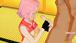 Koikatu gameplay: blowjob and creampie with sakura in 3d hentai