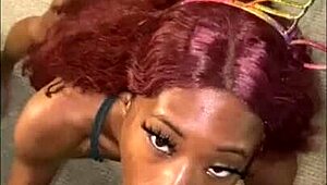 Young Ebony Teen Deepthroats Monster Cock on Sofa