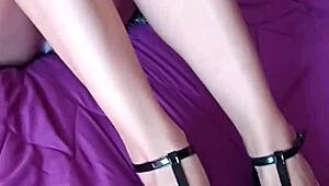 I adore my wife's sexy feet fetish, fingering her milf body