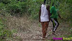 i was training outdoors when i suddenly fucked her big tits and pussy hard