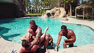 Watch Colby And Johnny Breeding Raw In The Pool Orgy!