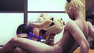 Fischl Handjob Blowjob Cum in Face Mouth Genshin Hentai