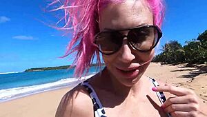 Pissing Outdoors Feels So Good with Big Blonde Tits Exposed