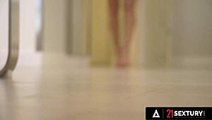 gorgeous sybil with red toenails teases foot fans. damn, she's hot! 😍