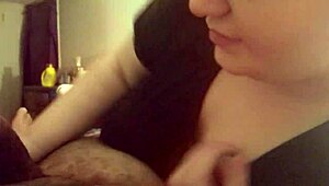 Wife performs sloppy deepthroat blowjob