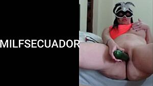 Wow! Latina MILF Craves Action and Uses Cucumber for Solo Play!