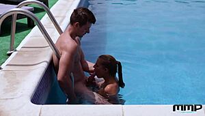 B Girl Adores Wild Fucking by the Poolside