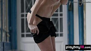 Classy Blonde Milf Beauty Miky Muse Presenting Her Amazing Natural Tits With Striptease