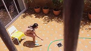 hey, caught my hot neighbor peeing on my landlord's wife from balcony! 👀