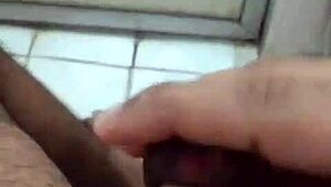 Feeling the rough intensity while jerking off this big cock.