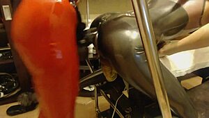 Amateur woman uses huge strapon in homemade bdsm scene