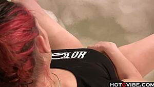 the redhead babe is casually working her pussy with fingering and masturbation