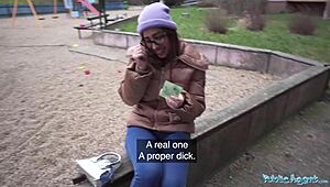 Public Agent Ale Danger Demonstrates Deepthroat Skills Outdoors