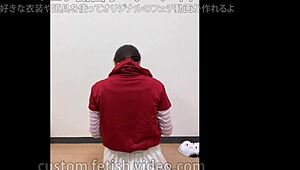 A girl in a short skirt slowly masturbates, touching herself under the fabric while fantasizing about being watched.