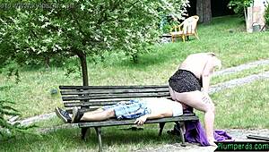 Thick bbw contrasts her curvy body while queening lover outdoors