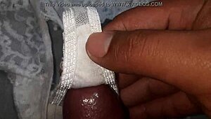 My friend's rich pussy gets a cumshot in her favorite white thong after lingerie masturbation.