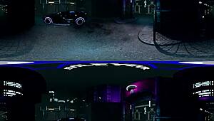 Evileyevr and Karma Rx have cyberpunk alley POV blowjob and doggystyle sex