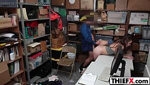 Foxy gal thiefs get slammed good in the garage.