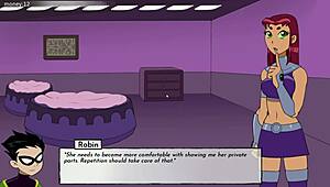 in the 18titans series, part 3 unfolds with cumming on starfire's ass