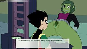 in the 18titans series, part 3 unfolds with cumming on starfire's ass