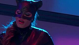 Catwoman Dominates Hot Men with Rough Blowjob and Doggystyle Riding in Cosplay Scene. She Bends Over for a Wild Cumshot Lesson.