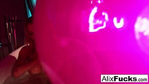busty alix enjoys a relaxing hot bath with a butt plug
