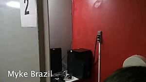 Roberta dias mulata safada goes to sex shop, watches film, meets myke brazil, and starts a fun game