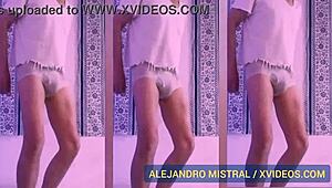 Alejandro Mistral Dances Again In White And Blue Underwear Close-Up