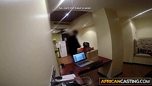 Curly Black Beauty Sucks White Cock in POV