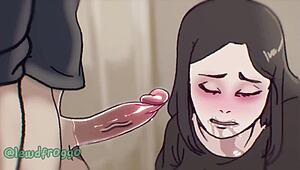 Is this soft girlfriend ready for deepthroat face fucking in hentai?