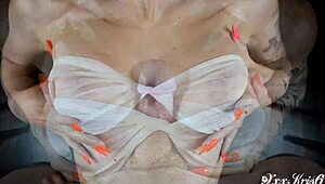 This hot bitch gives an amazing tittyfuck, cum on her big tits from POV.