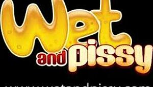 Piss Soaked Brunette Toys Her Pussy With A Vibrator