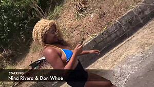 Nina rivera gives sloppy blowjob to don whoe by the river