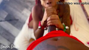 Petite Ebony Slut Performs Deepthroat On Monster Black Cock