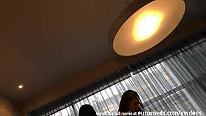 Pretty Model Teases In Lingerie Strip Show Then Strap On Dildo Fucks Lesbians Bree Haze And Mira