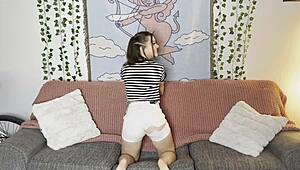 curvy model good charlotte returns for couch casting with blowjob and ass play