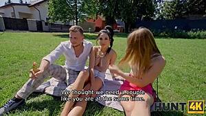 Swiping wife with BIG ASS bummer in casual group fun share