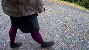 discover the allure of stockings in outdoor public settings