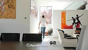 In the shower, the blonde demands her morning dick.