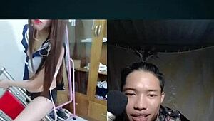 Vietnamese girl bent over for intense doggystyle pounding on chair