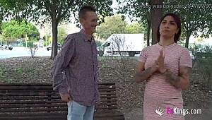 valeria faces an old man with a big bulge in this reality scene