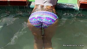 Tattooed hottie takes anal in doggy style