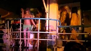 amateurs rip clothes in a striptease contest game