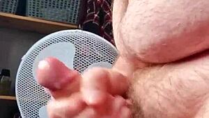 Chubby guy uses dildo and cums in this compilation