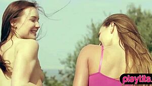 Janeth Tense and Nicole Fox in epic lesbian outdoor pussy licking scene